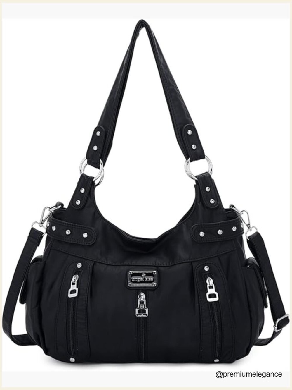 Washed Faux Leather Crossbody Hobo Satchel Shoulder Handbag Tote Purse